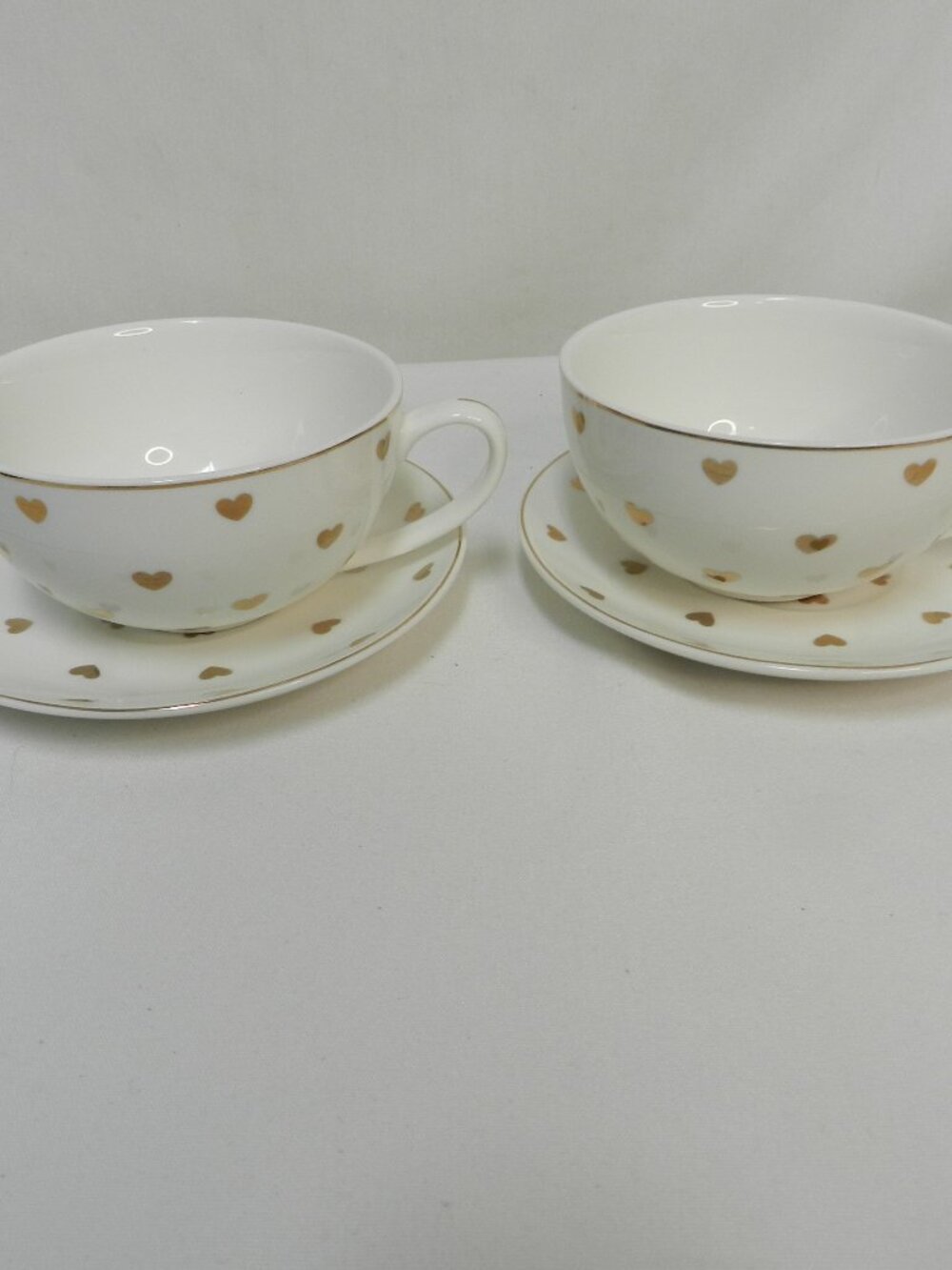 Elegance Gold Hearts Teacup tea cup & saucer mug cup set 2 place settings dish